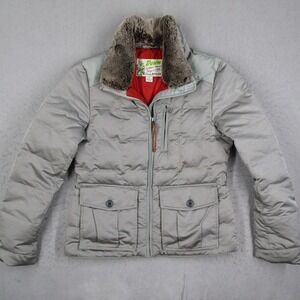 Eddie Bauer Yukon Model Aristocrat Down Jacket Gray Faux Fur Collar EB550 SP